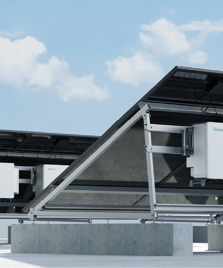 Solavita inverters mounted on ground solar panel structures for large-scale PV projects